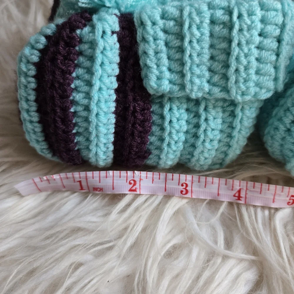 Cozy Knit Handmade Baby Booties - Teal and Purple